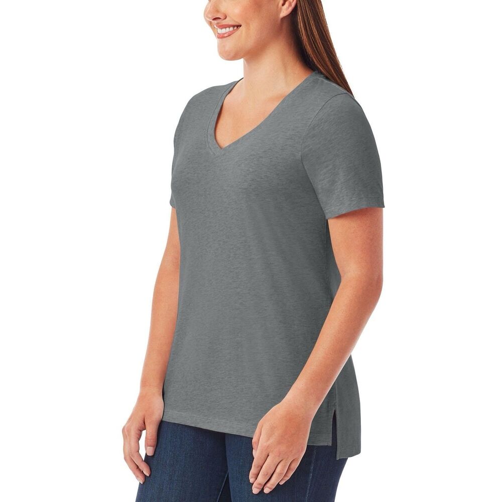 Member's Mark Women's Short Sleeve V-Neck Tee 2XL Medium Grey Heather NWT